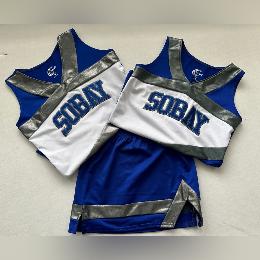 Chasse Girl’s cheerleader outfit | two top and one skirt | Blue & White Size M.